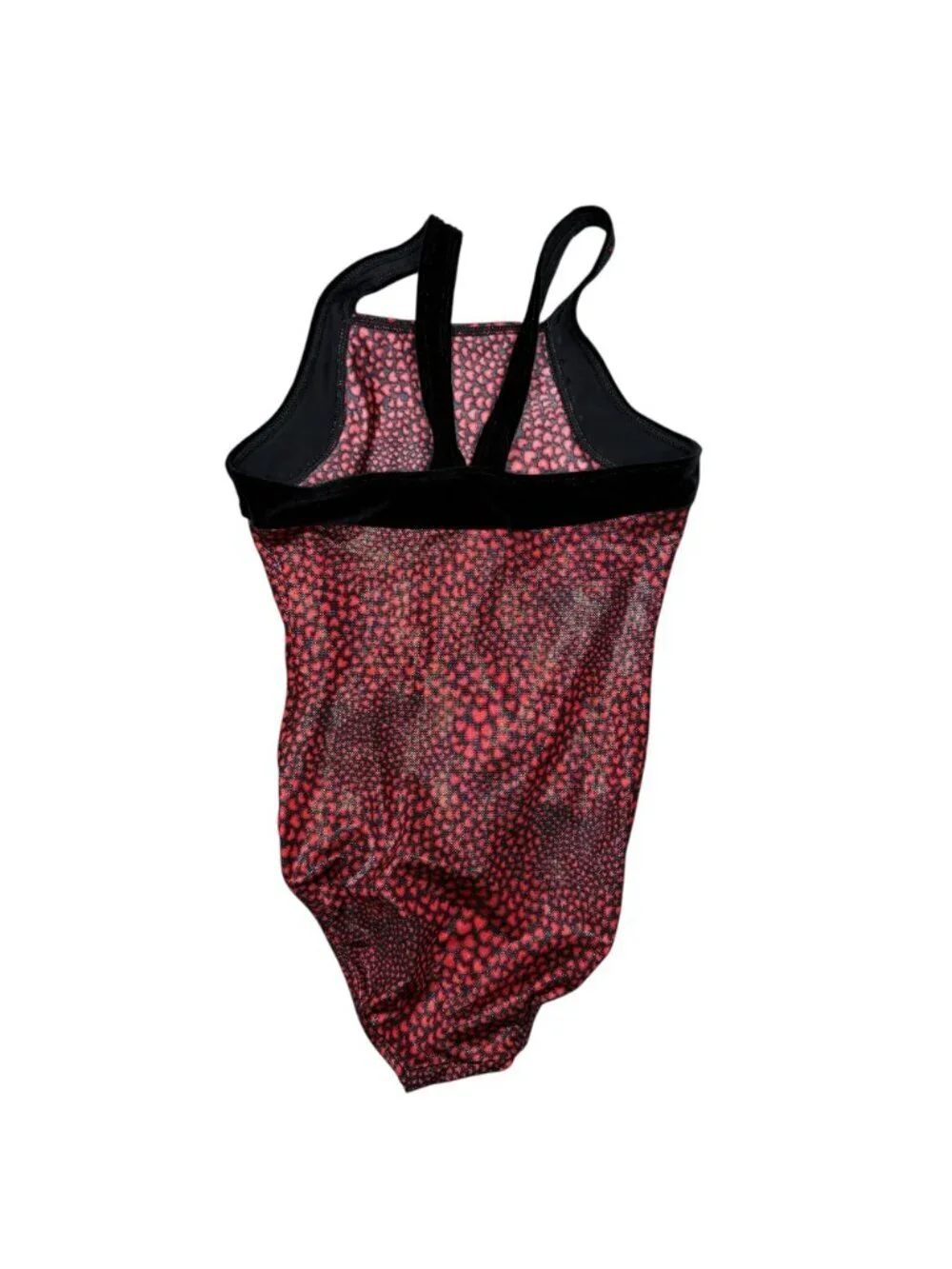 GK Leotard Child Large Shiny Red Hearts